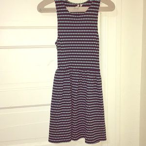 Navy & teal quilted A-line dress